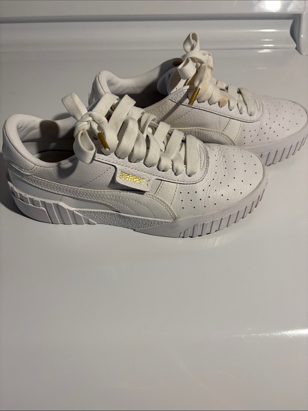 Puma Carina 3.0 Women's All-White Leather Platform Sneakers